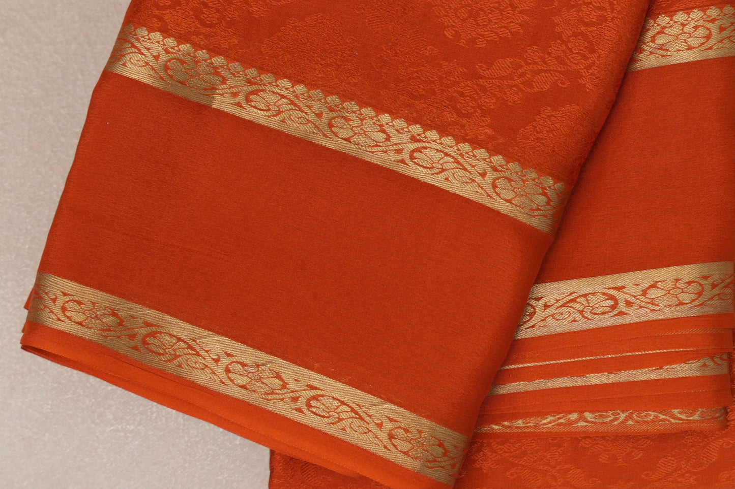 Rust Orange Mysore Silk Saree SS9005