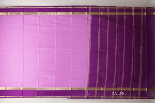 Lavender with Dark Magenta Borders Mysore Silk Saree SS9007