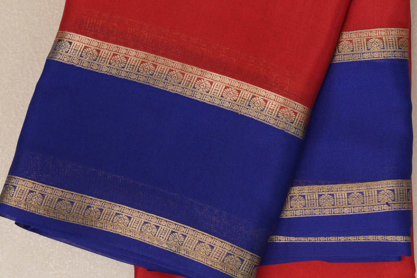 Red Mysore Silk Saree border zoom