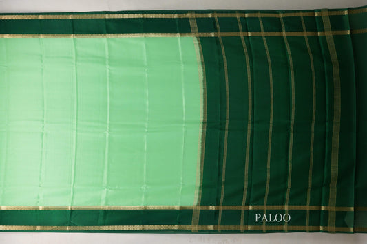 Pastel Pistachio Green with Dark Forest Green Borders Mysore Silk Saree SS9014