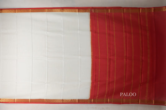 Cream with Red Borders Mysore Silk Saree SS9016