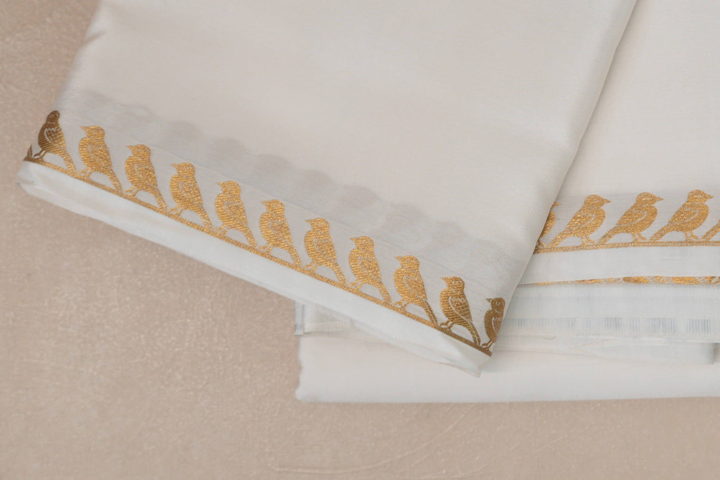 Milk White Mysore Silk Saree border zoom