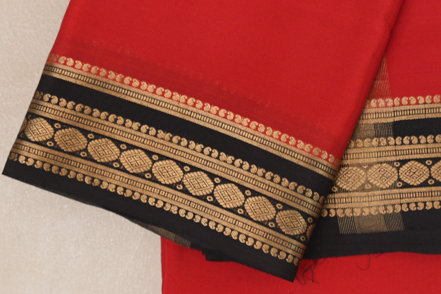 Bright Red with Dark Coffee Brown Borders Mysore Silk Saree SS9028