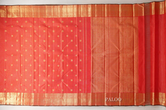 Bright Red with Dual Tone Red and Green Selvedge Borders Vintage Heirloom Kanjivaram Silk Saree SS9037