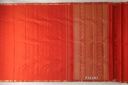 Rust Orange Vintage Heirloom Kanjivaram Silk Saree paloo
