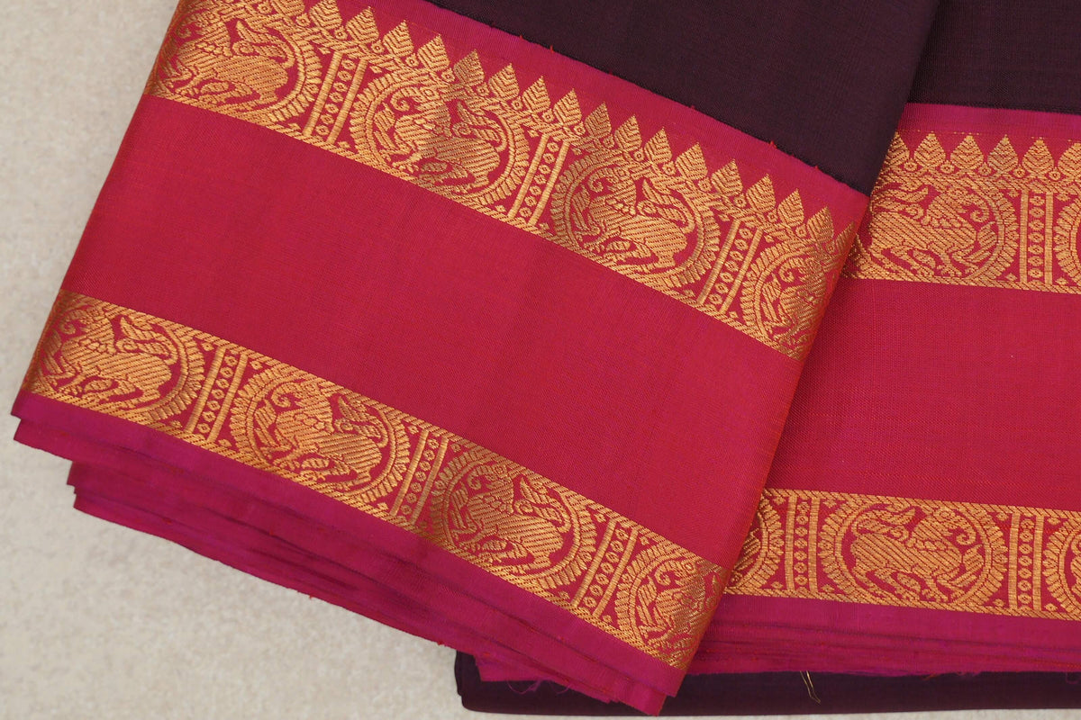 Brown Plant Based Kanjivaram Silk Saree border