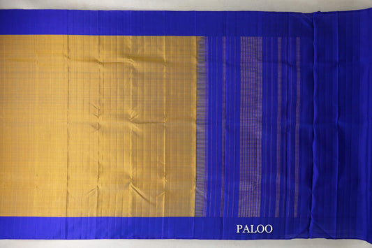 Mustard with Violet Borders Plant Based Kanjivaram Silk Saree paloo