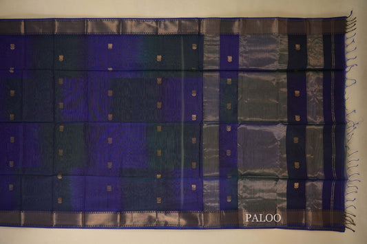 Multi Color Maheshwari Silk Cotton Saree paloo