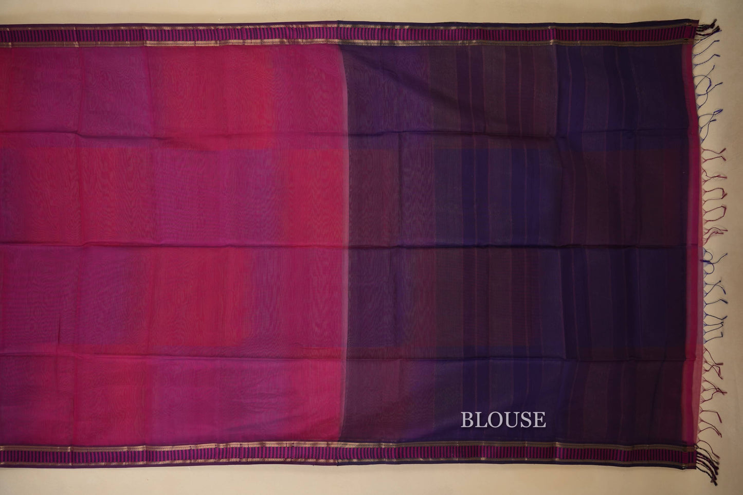 Multi Color Maheshwari Silk Cotton Saree blouse