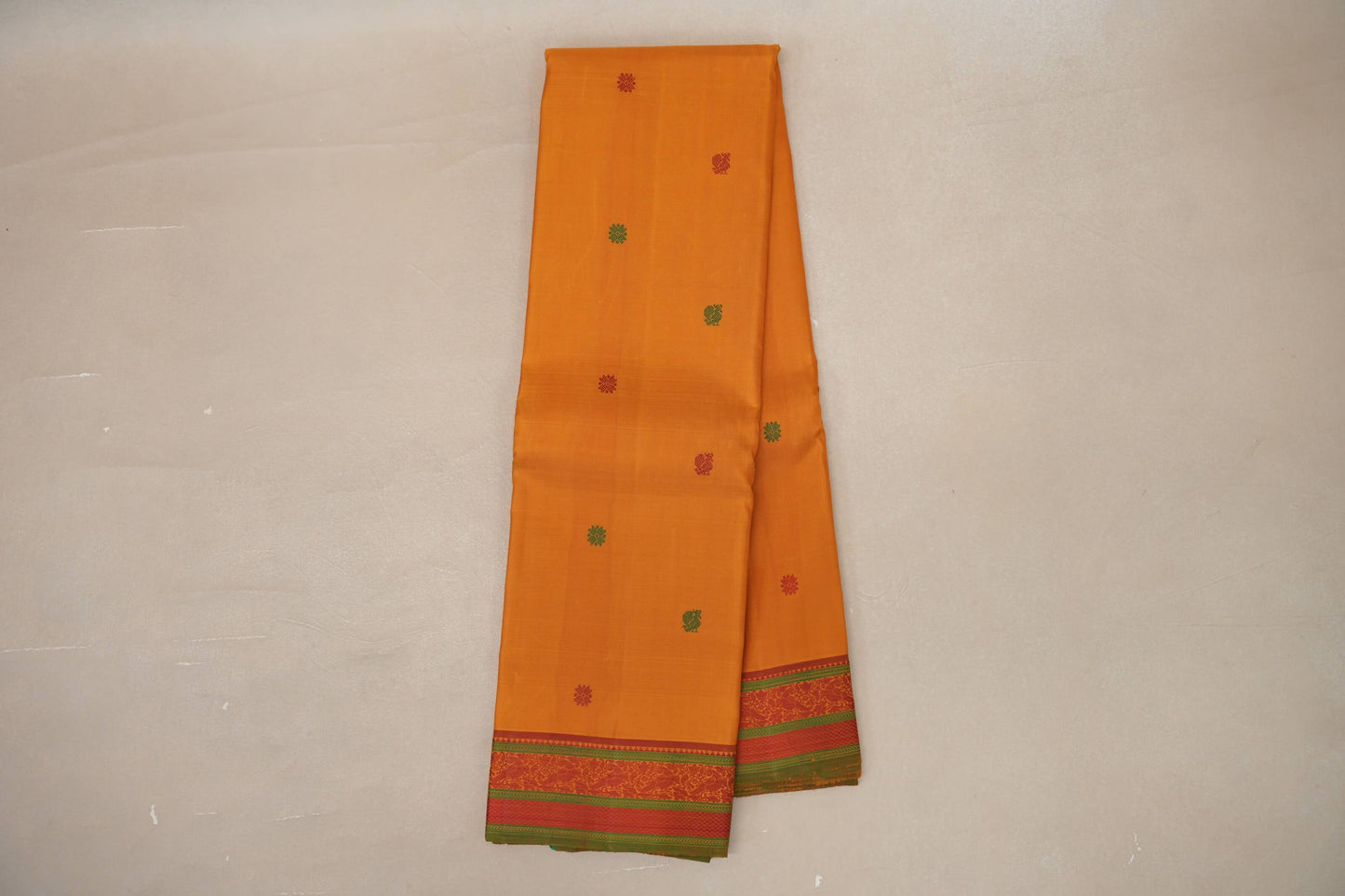 Mango yellow with Pink with parrot green Vintage Kanjivaram Silk Saree SS9054