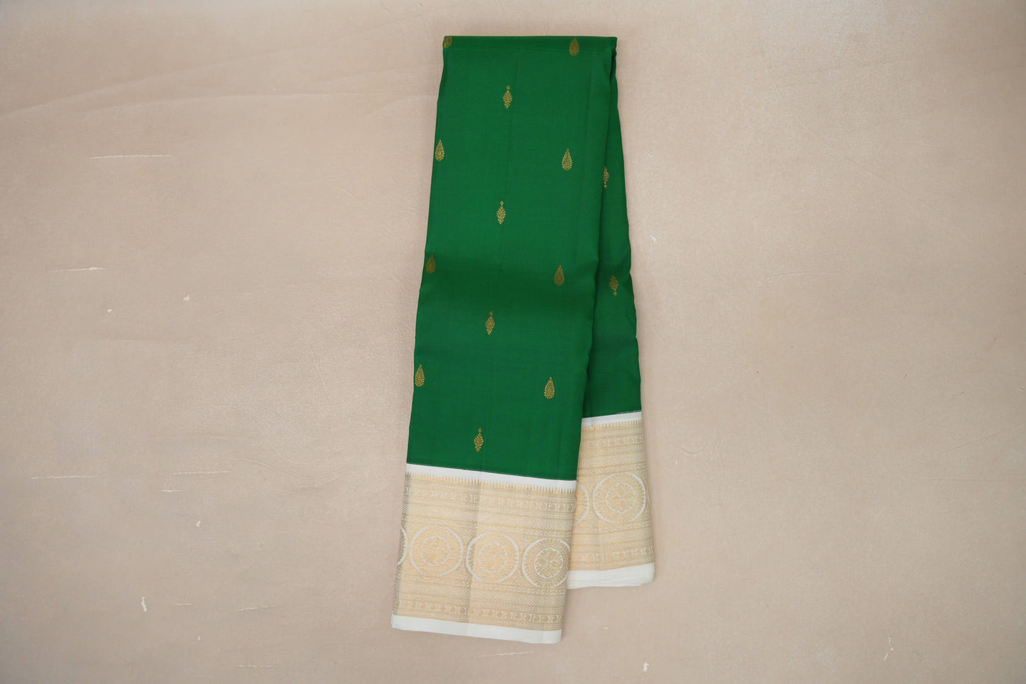 Parrot Green with Milk white Vintage Kanjivaram Silk Saree SS9057
