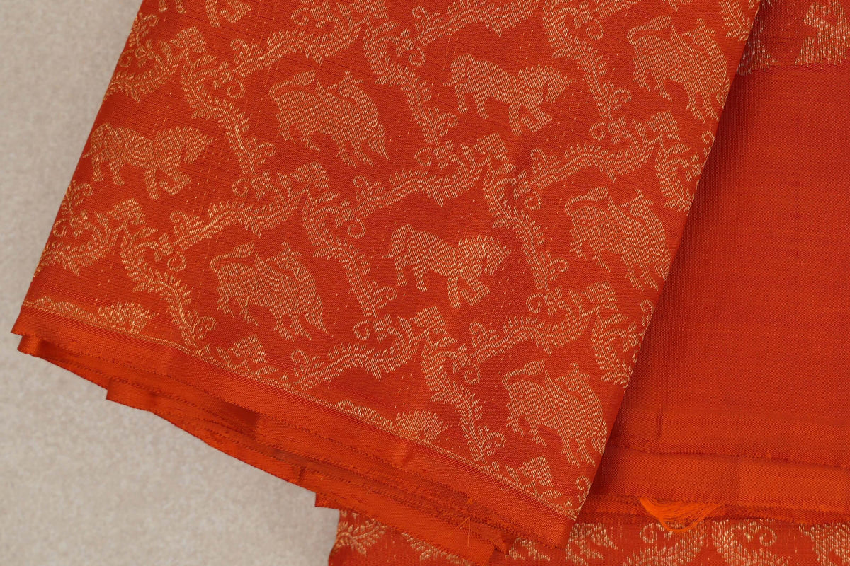 Deep Orange Vintage Kanjivaram Silk Saree SS10181
