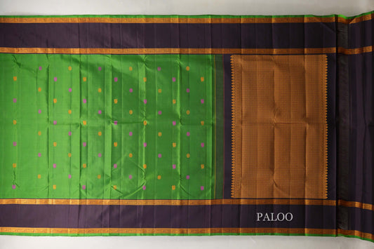 Bright leaf green with Deep Plum Vintage Kanjivaram Silk Saree SS9060