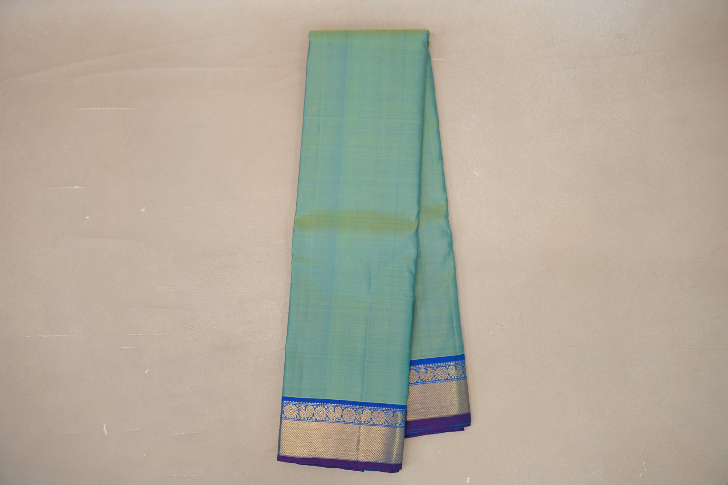 Dual Tone Yellow and Aqua Blue Vintage Kanjivaram Silk Saree SS9062
