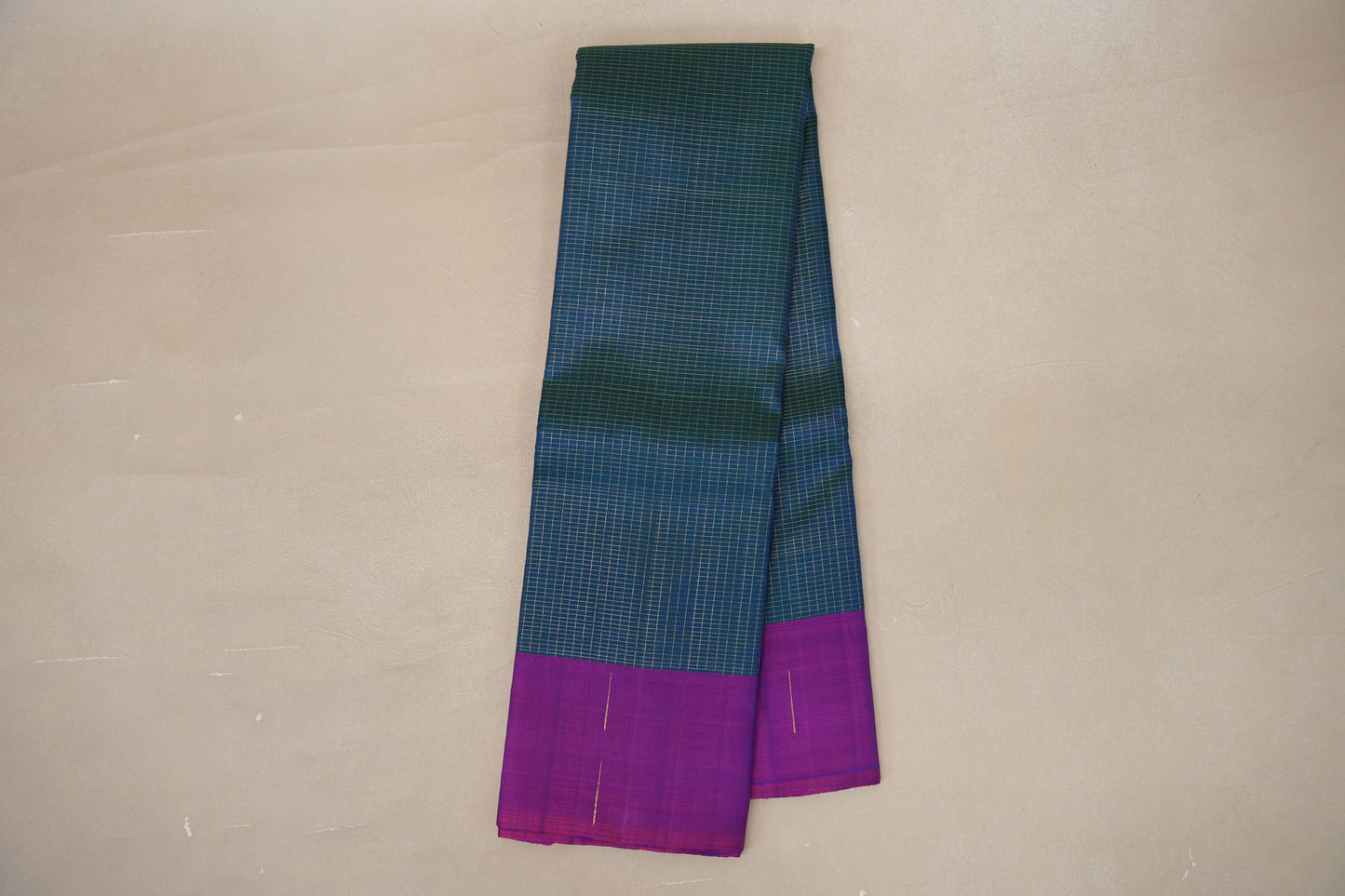 Peacock Blue with magenta Borders Plant Based Kanjivaram Silk Saree SS9091