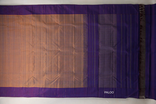 Dual Tone Mustard and Blue Plant Based Kanjivaram Silk Saree by Shreenivas Silks paloo