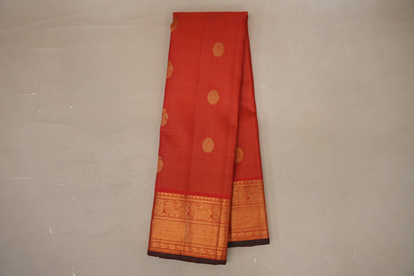 Bright Red Vintage Kanjivaram Silk Saree SS9095