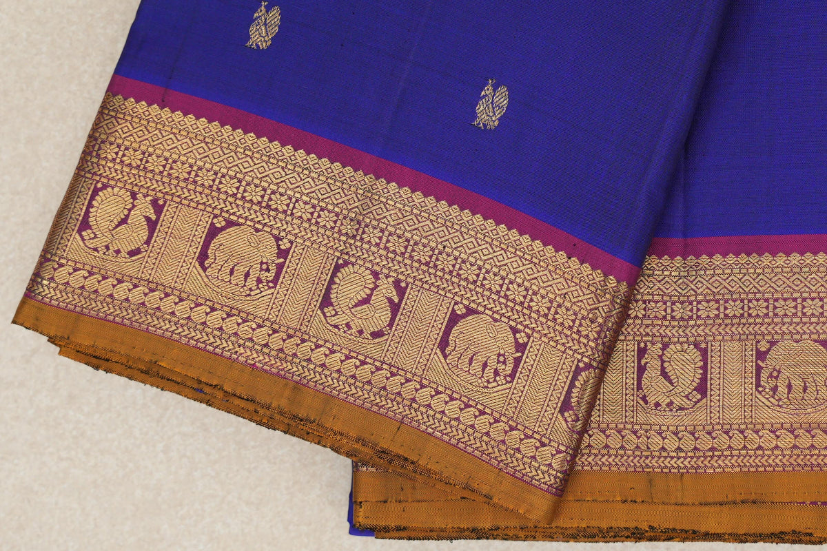 Deep Violet Vintage Kanjivaram Silk Saree border
