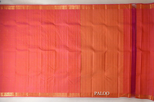 Dual Tone of Yellow and Pink Vintage Kanjivaram Silk Saree paloo