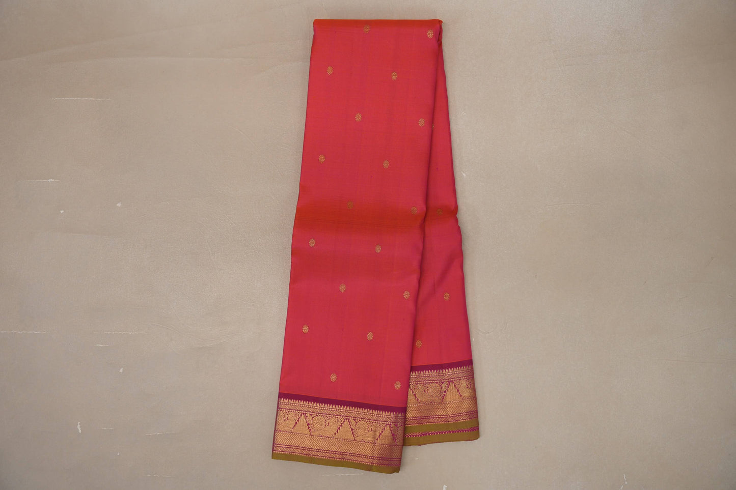 Orangish Pink Vintage Kanjivaram Silk Saree SS9108