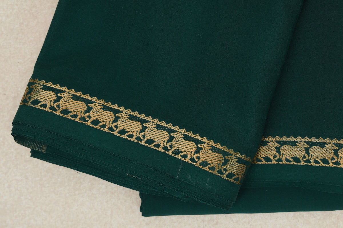Dark Bottle Green Mysore Silk Saree border