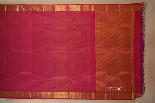 Hot Pink Kanjivaram Silk Saree paloo