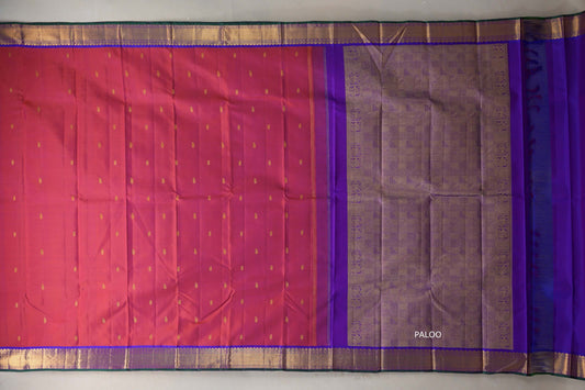 Orangish Pink Vintage Kanjivaram Silk Saree SS9109