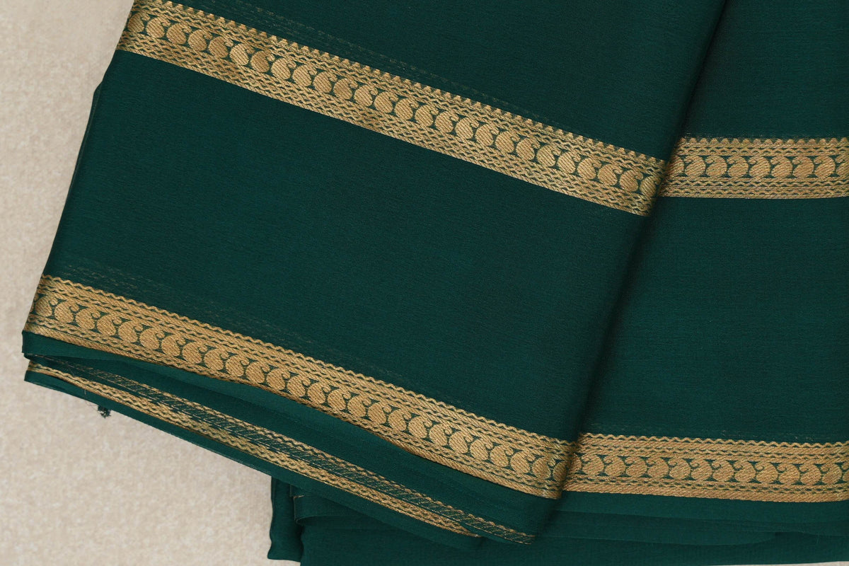 Dark Bottle Green Mysore Silk Saree border
