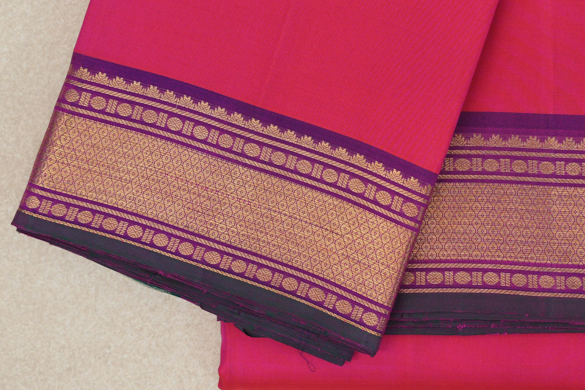Orangish Pink Vintage Kanjivaram Silk Saree border
