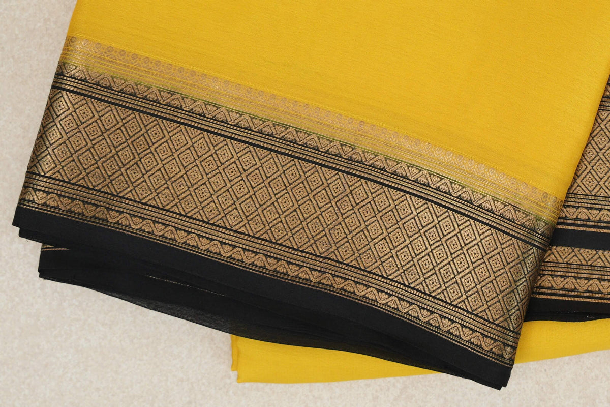 Bright Yellow Mysore Silk Saree border