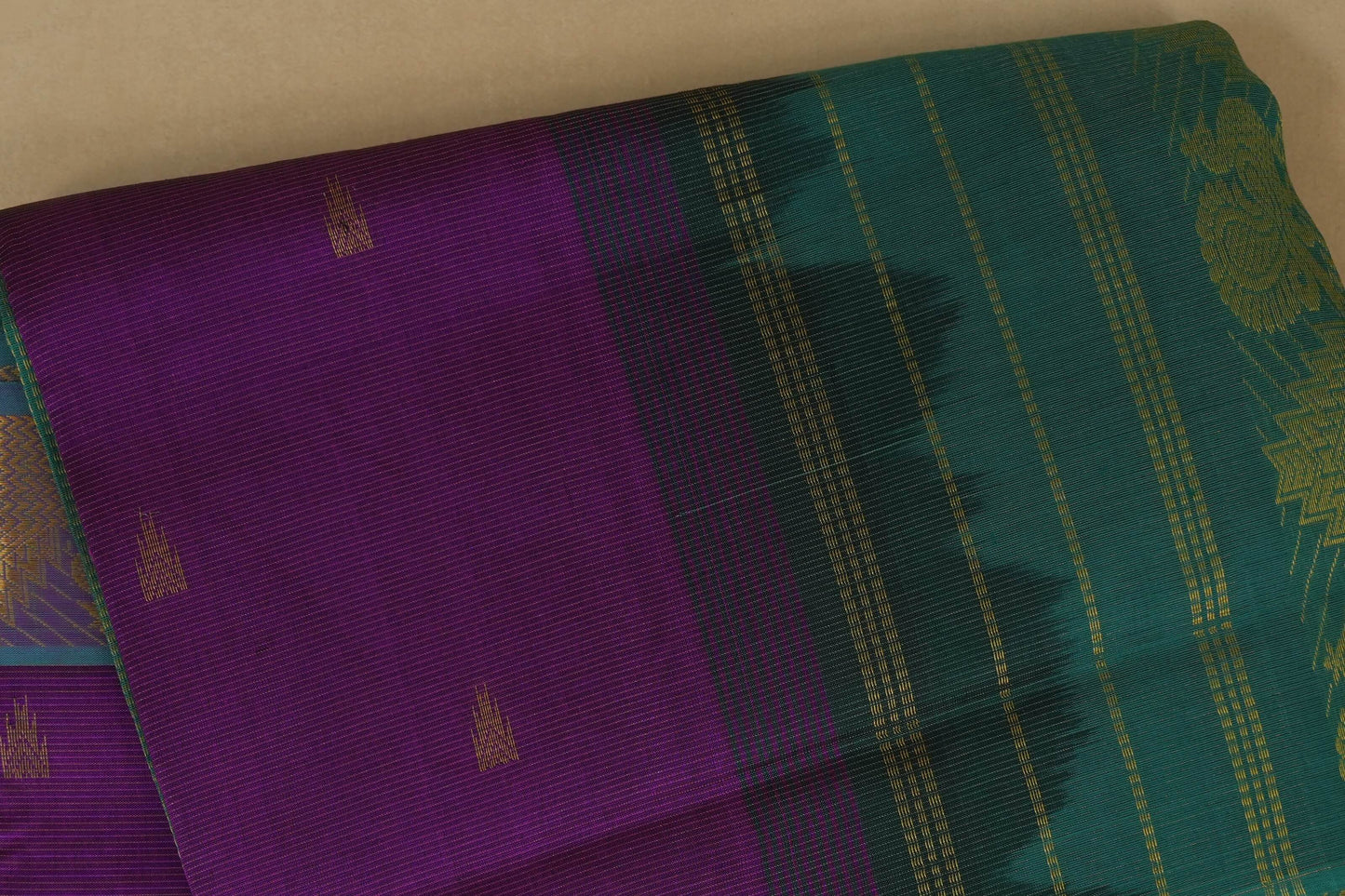 Dark Magenta with rama blue Nine and a half Yards Silk Cotton Saree body