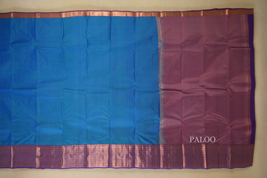 Peacock Blue Light Weight Kanchipuram Silk Saree Paloo
