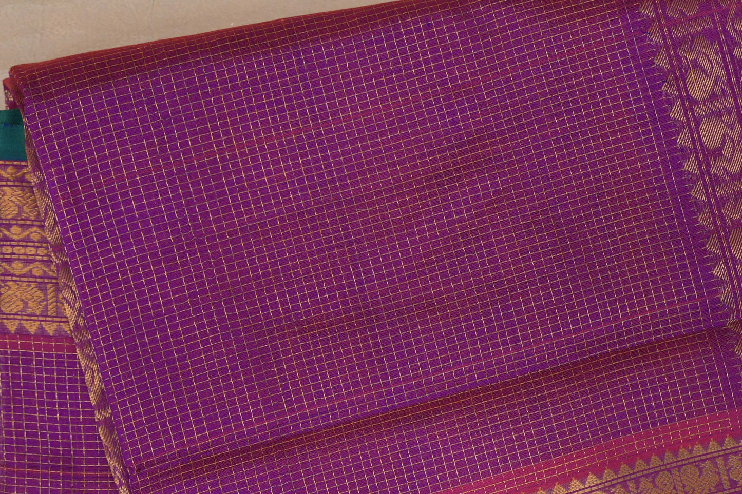 Dual Tone Pink and Violet Nine and a half Yards Silk Cotton Saree SS9163