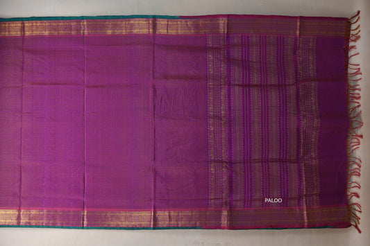 Dual Tone Pink and Violet Nine and a half Yards Silk Cotton Saree SS9163