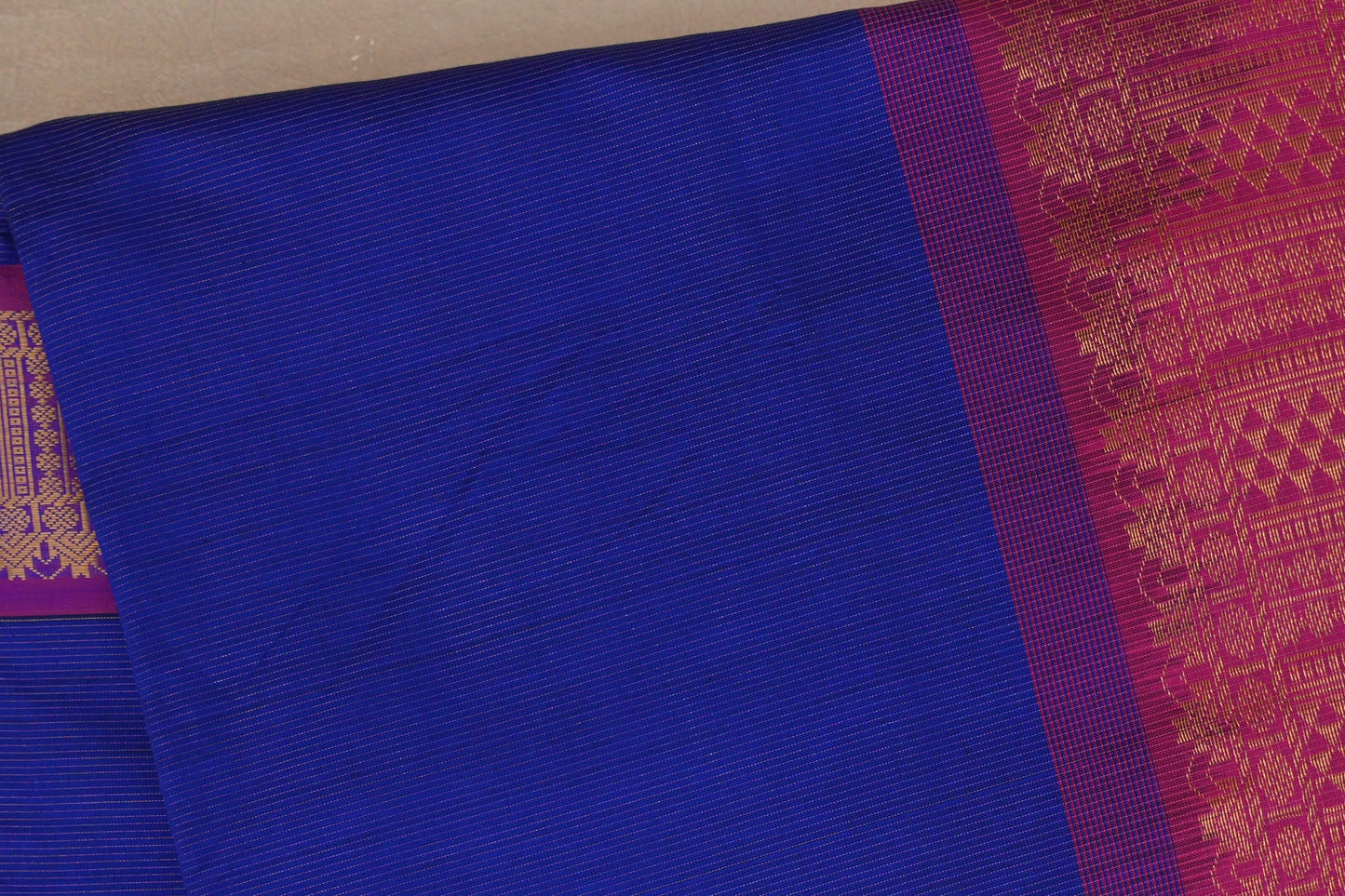 Deep royal Blue with Bright pink Nine and a half Yards Silk Cotton Saree SS9170