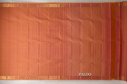 Dual Tone of Yellow and Pink Vintage Kanjivaram Silk Saree paloo