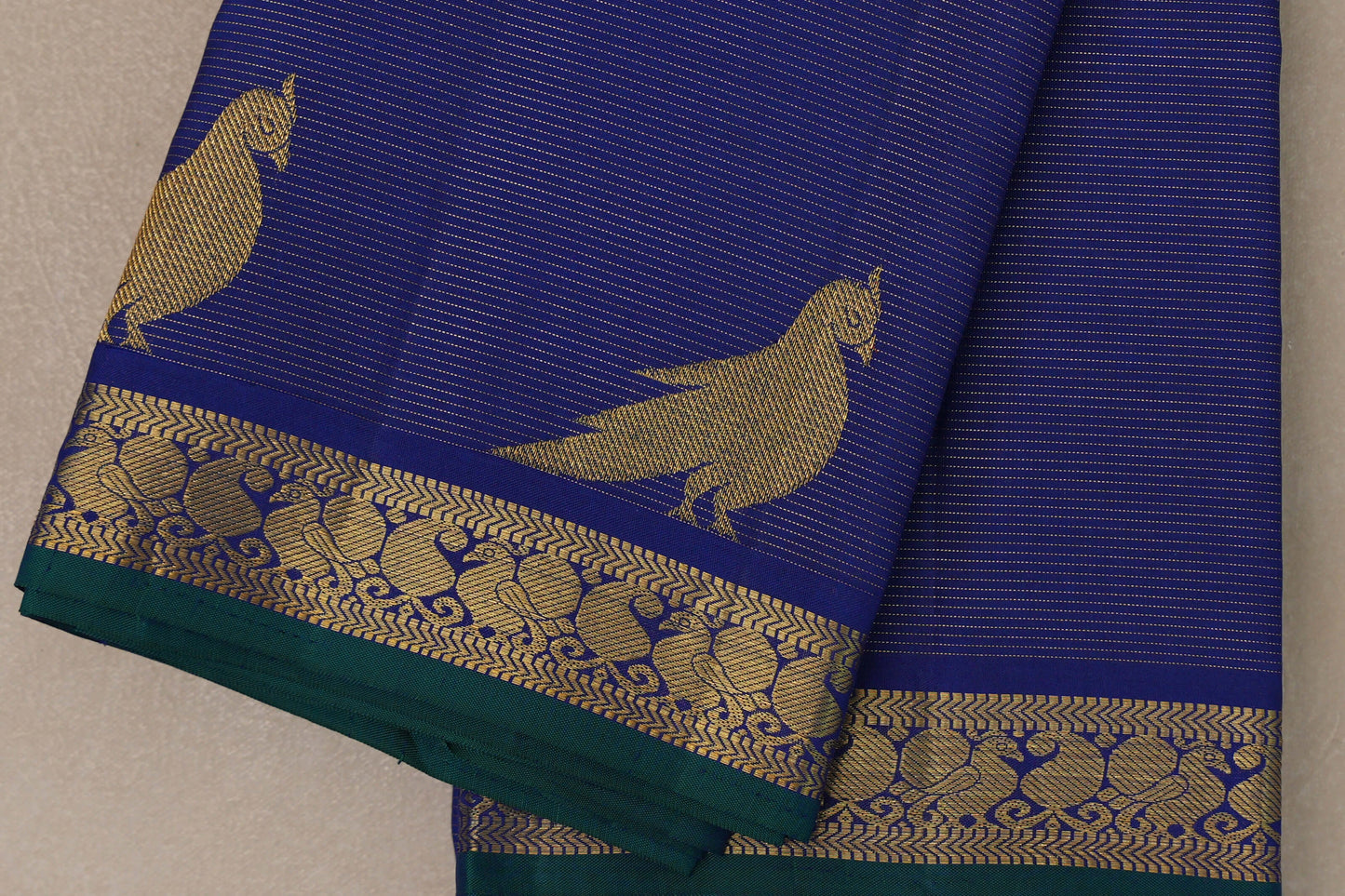 Dark Blue Vaira Oosi Vintage Kanjivaram Silk Saree SS9189