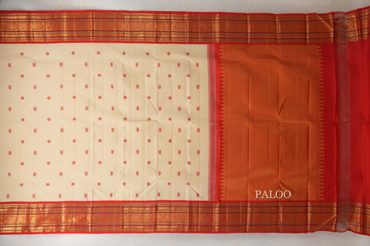 Sandal Beige Vintage Kanjivaram Silk Saree paloo