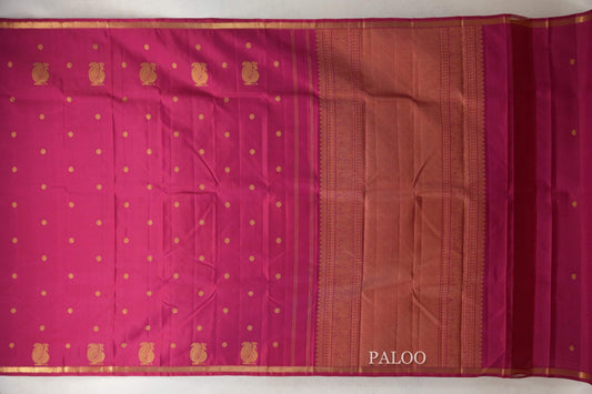 Deep Rani Pink Vintage Kanjivaram Silk Saree paloo