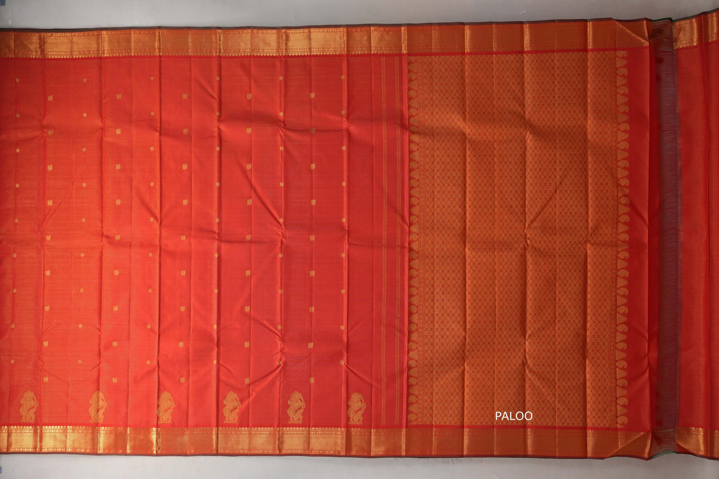 Bright Orange Vintage Kanjivaram Silk Saree SS9203