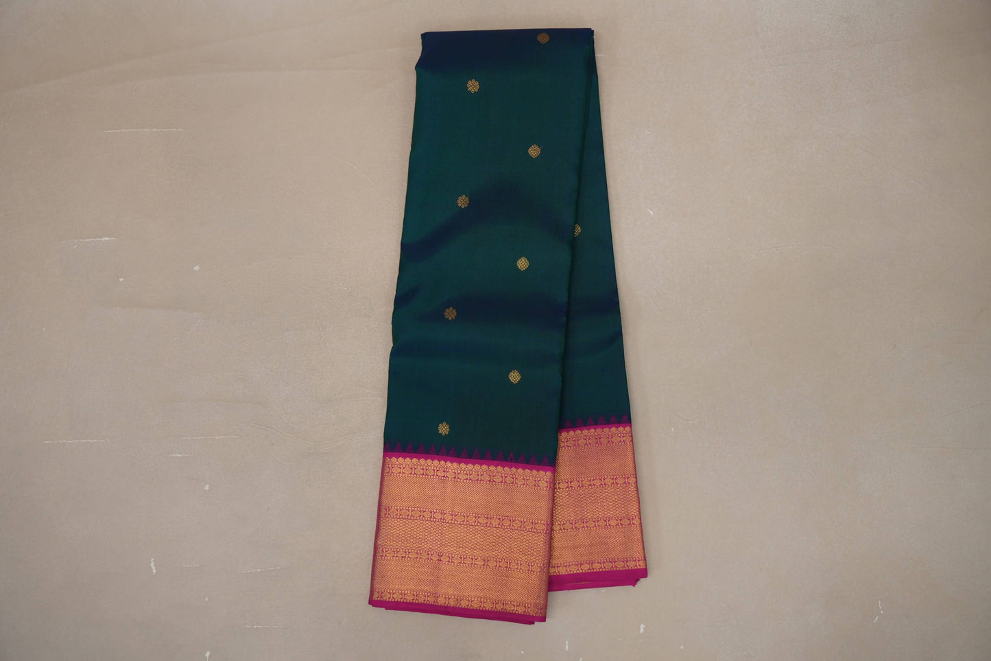 Peacock blue with Bright Pink Vintage Kanjivaram Silk Saree SS9209