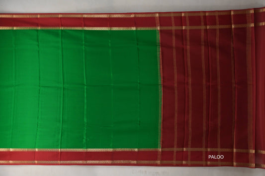 Forest green with red Mysore Silk Saree SS9216