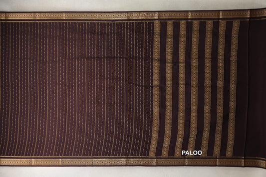 Coffee Bean Brown Mysore Silk Saree paloo