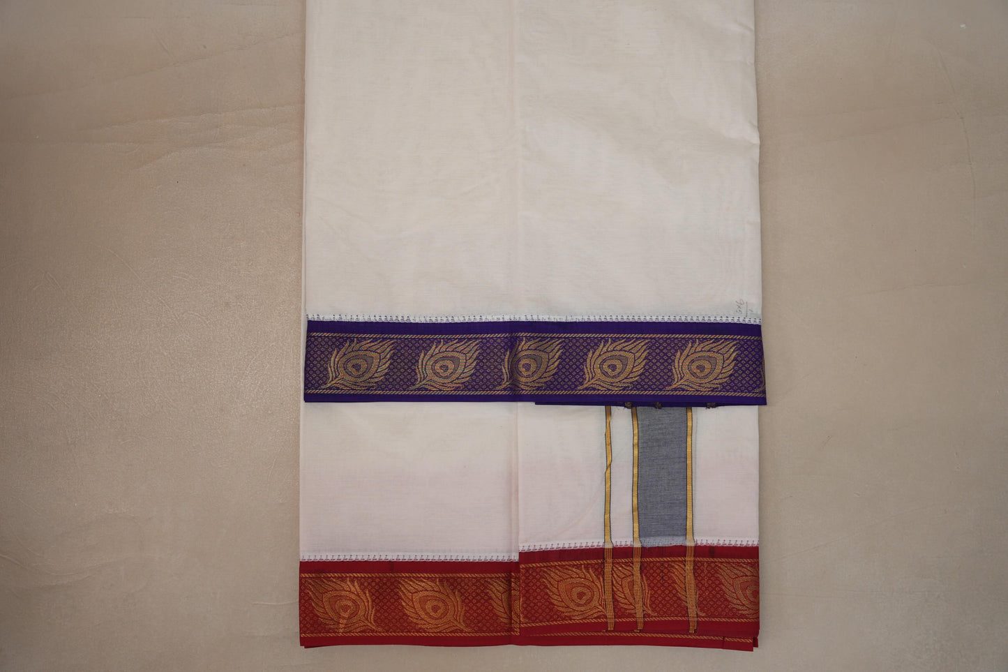 9 Mulam Cotton Muhurtham Dhoti with 5 Mulam Angavastram DH109