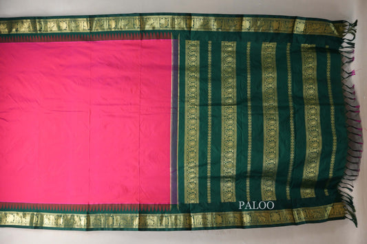 Bright blue Ten Yards Silk saree paloo