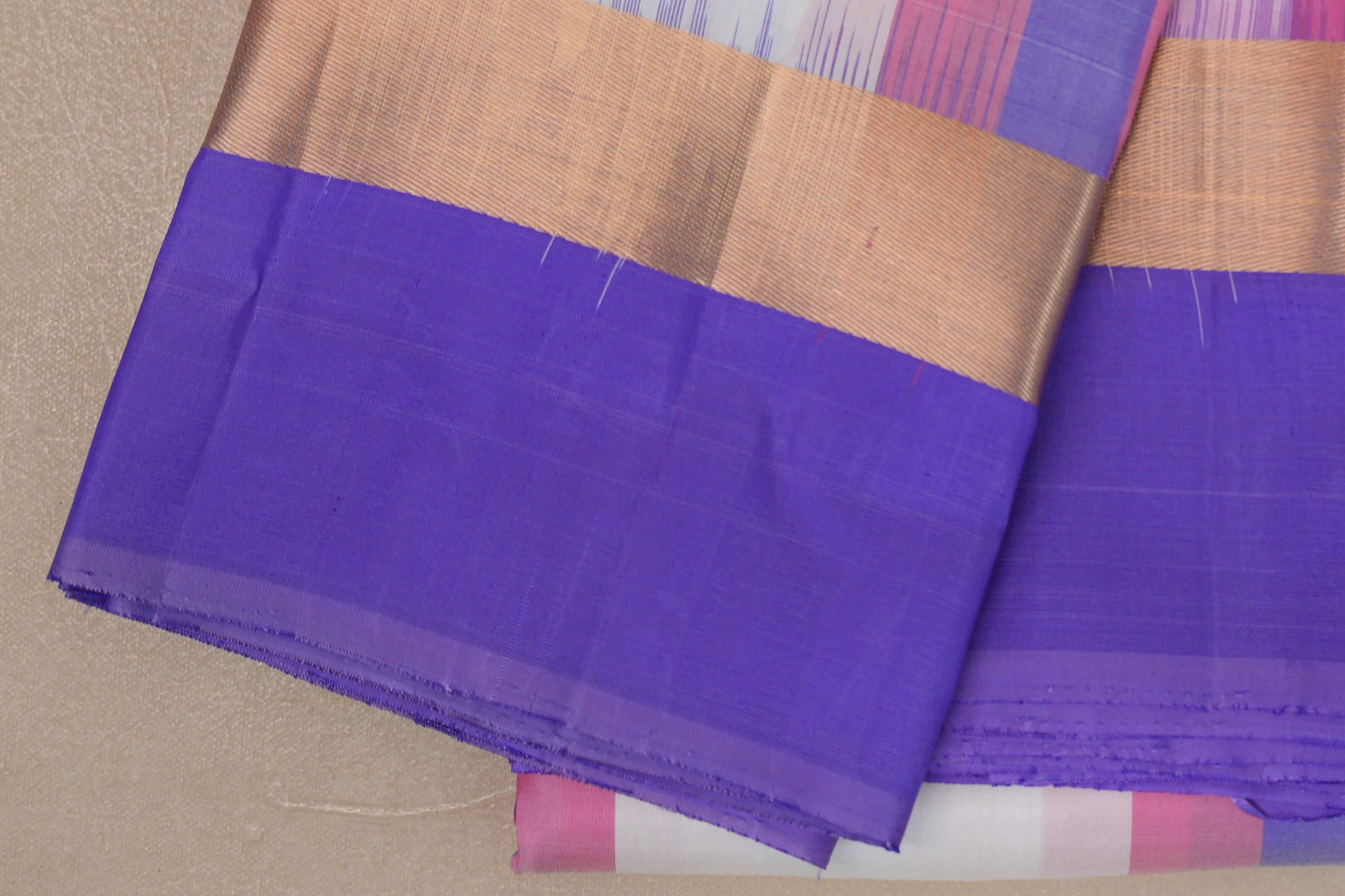 Multi Color Checks Light Weight Kanjivaram Silk Saree borders