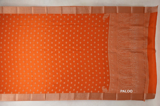 Burnt Orange Mysore Silk Saree paloo