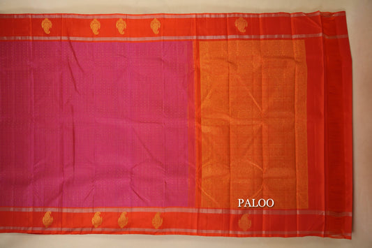 Pink Vintage Kanjivaram Silk Saree paloo