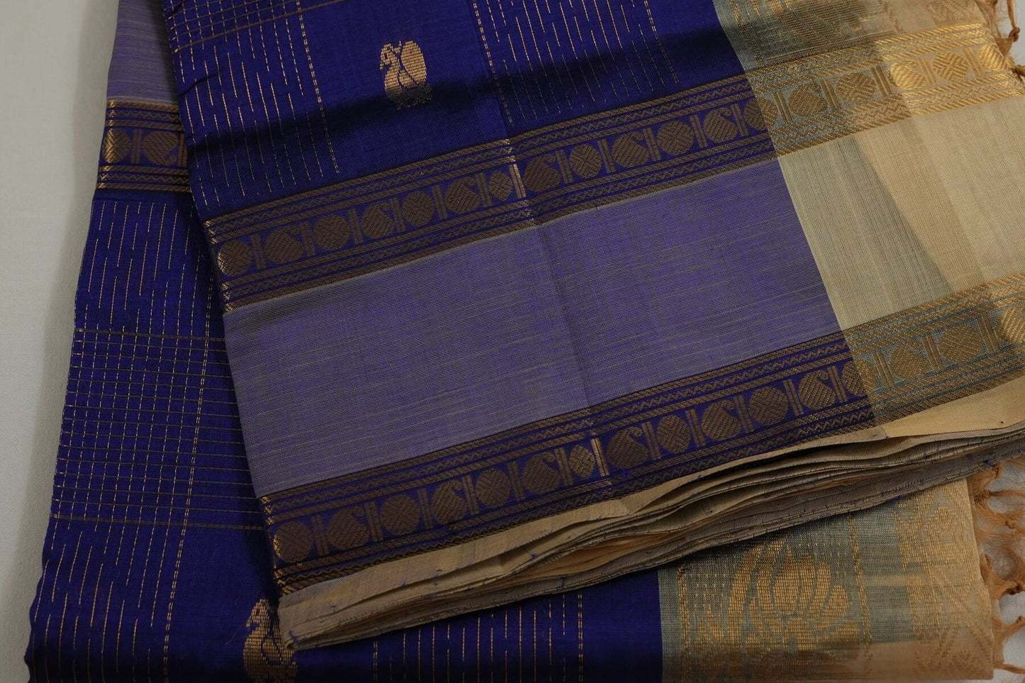 Checked silk cotton saree