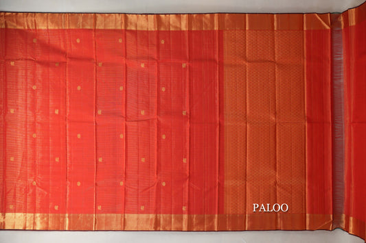 Reddish Orange Vintage Kanjivaram Silk Saree paloo